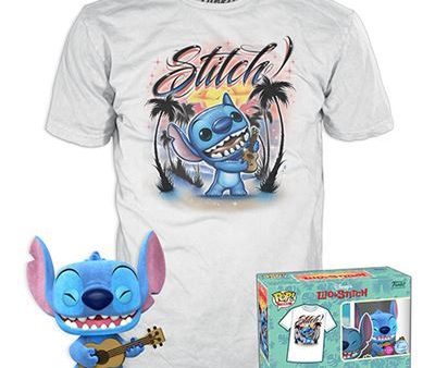 Funko Pop! Tees Disney Lilo & Stitch: Ukelele Stitch Flocked - Tamanho L Fashion